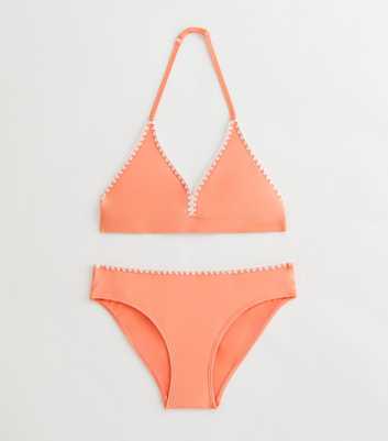 Girls Coral Blanket Stitch Bikini Set