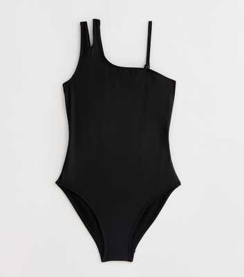 Girls Black Multi-strap Swimsuit 