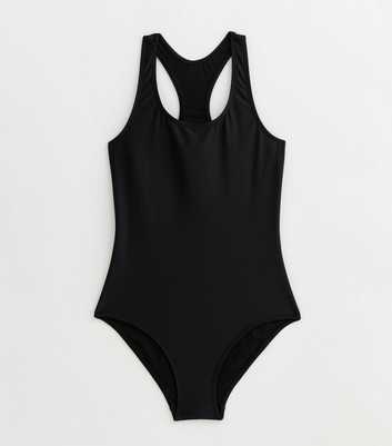 Girls Black Tie Back Swimsuit 