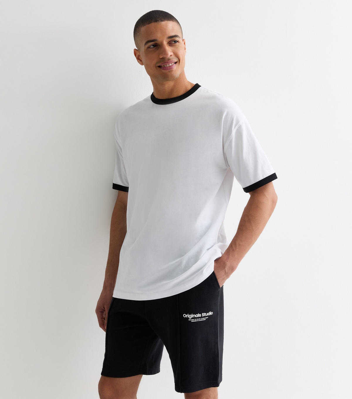 Men's Black Regular Logo Sweat Shorts Jack & Jones New Look