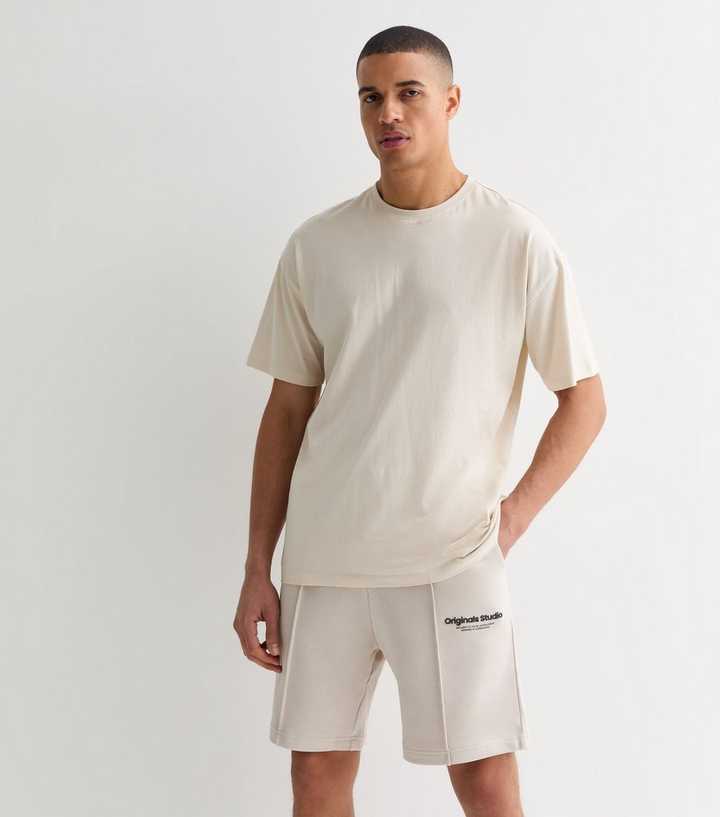 Jack & Jones Off White Regular Logo Sweat Shorts