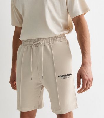 Men's Jack & Jones Off White Logo Sweat Shorts New Look