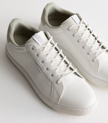 Jack Jones White Leather Look Lace Up Trainers New Look