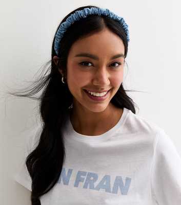 Blue Denim Ruched Skinny Headband