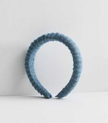 Blue Distressed Denim Padded Headband 