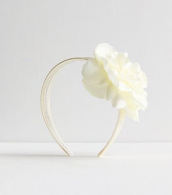 Cream Large Flower Headband New Look