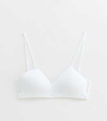 Girls White Seamless Non Wired Rib Triangle Bra