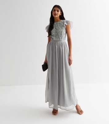 Gini London Grey Sequin Maxi Dress