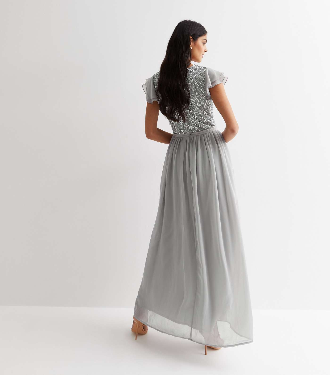 Gini London Grey Sequin Maxi Dress Image 4