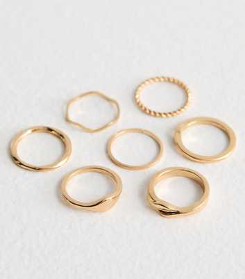 Gold 7 Pack Chunky Ring Stacks 