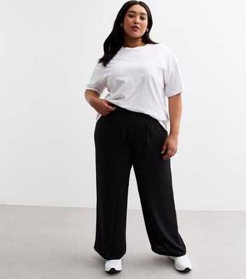 Curves Black Wide Leg Culotte Trousers