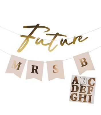 Gold Foil Personalised Future Mrs Banner New Look