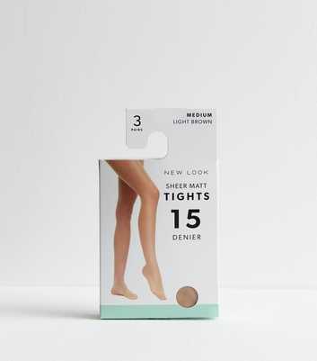 Light Brown 3 Pack of 15 Denier Sheer Matt Tights