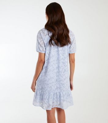 Blue Vanilla Blue Jacquard Smock Mini Dress New Look