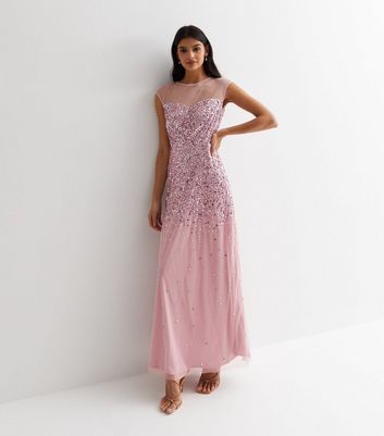 Gini London Mid Pink Ombr Sequin Maxi Dress New Look