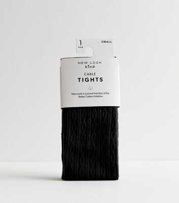 Black Cable Knit Cotton Rich Tights 