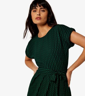 Apricot Green Geometric Print Belted Wrap Mini Dress New Look