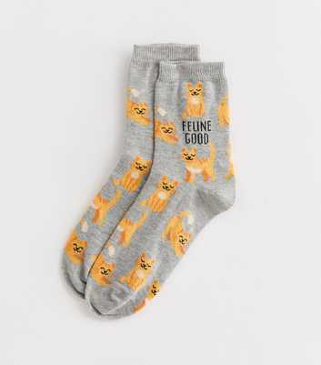 Grey Feline Good Cat Socks