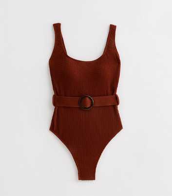 Gini London Brown Belted Swimsuit 