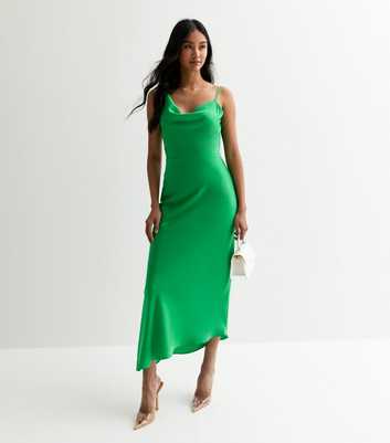 Gini London Green Cowl Neck Midi Dress
