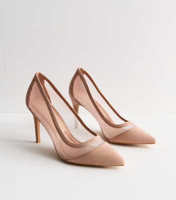 Mink Mesh-Panelled Stiletto Heel Court Shoes