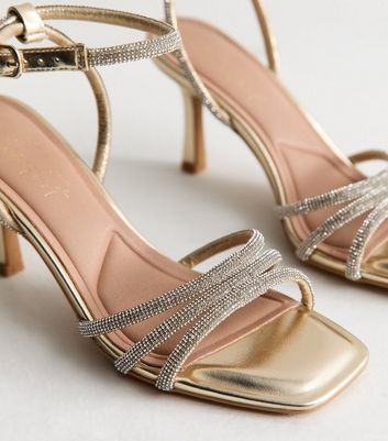 Rose Gold Diamante Gold Sandals New Look New Look Rose Gold Flat