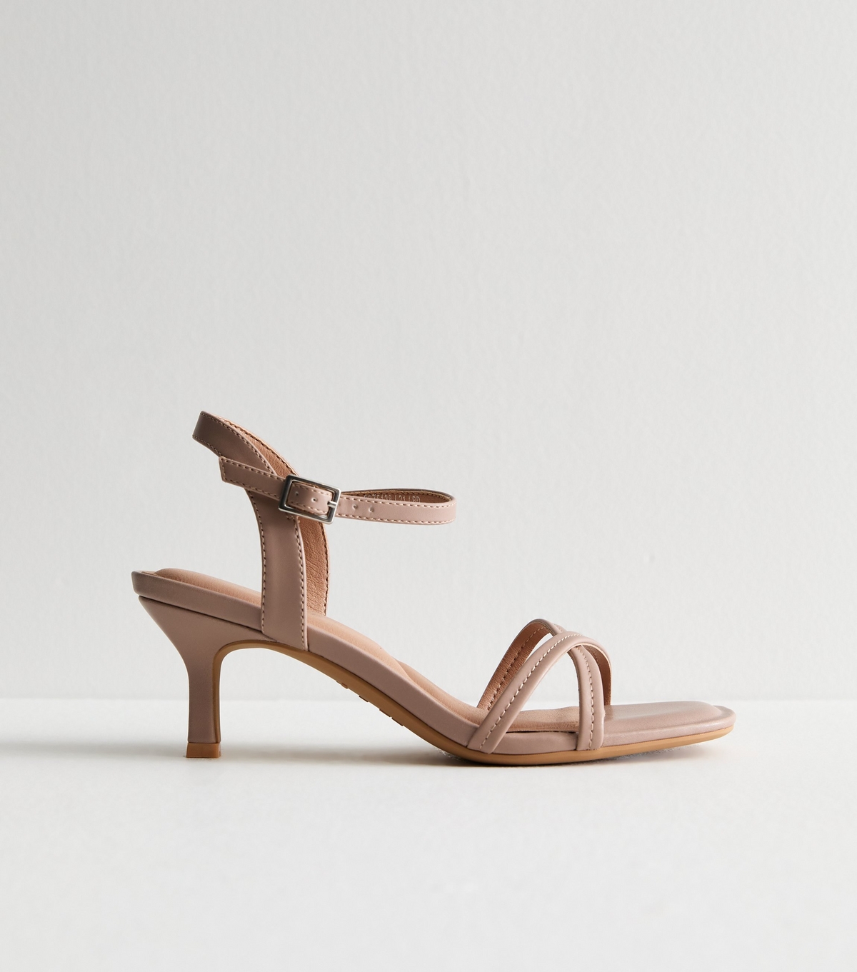 Women's Brown Leather-Look Crossover-Strap Heeled Sandals Vegan New Look