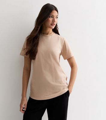 Stone Cotton Crew Neck T-Shirt New Look