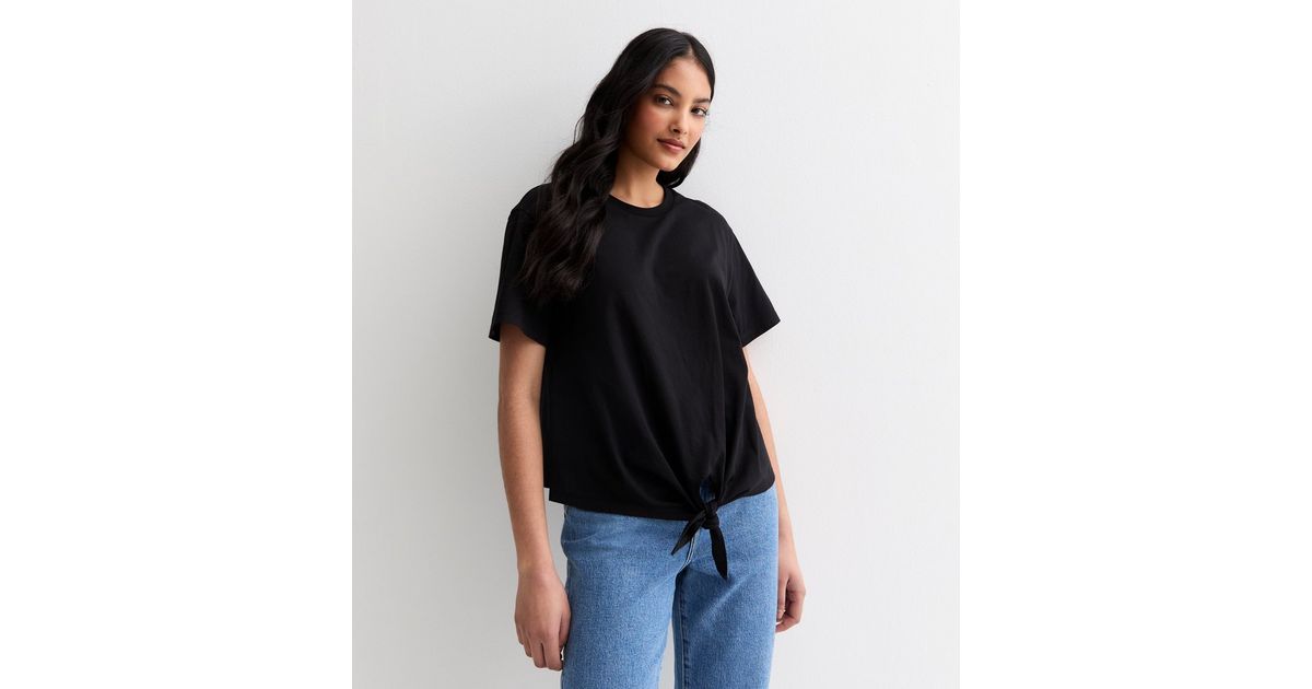 womens black tie shirt