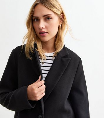 Black button coat womens best sale