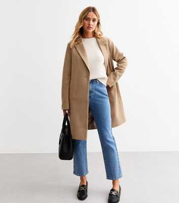 Camel Tailored Single Button Coat