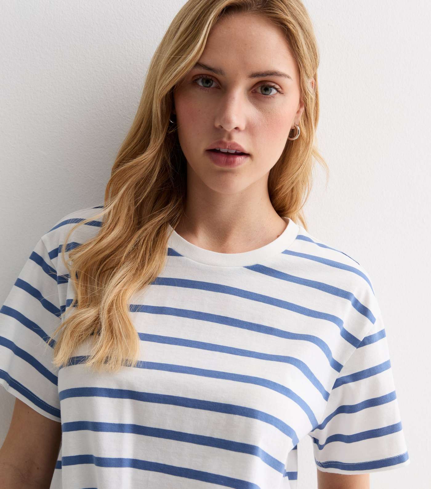 Blue Stripe Cotton Tie Front T-Shirt Image 2