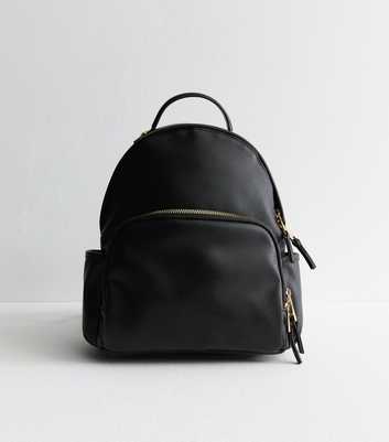 Black Leather-Look Backpack