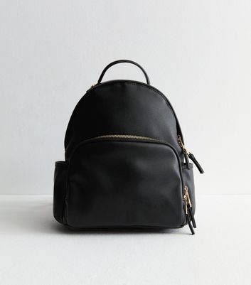 Black Leather Look Backpack New Look