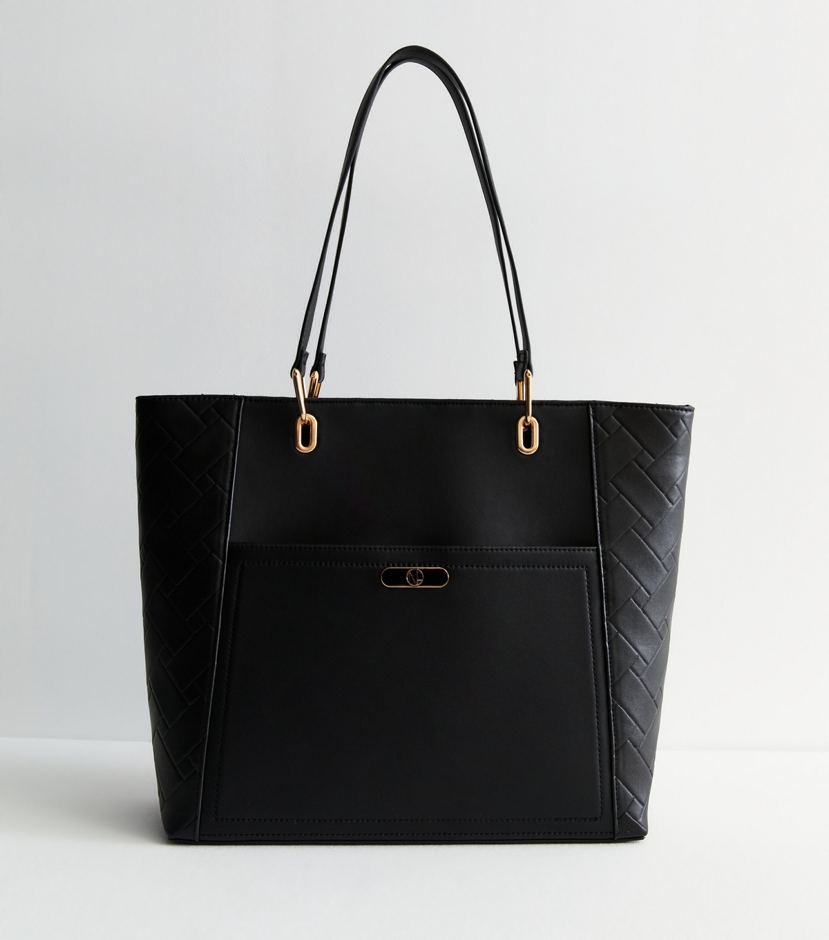 Black Embossed Leather-Look Tote Bag Vegan New Look