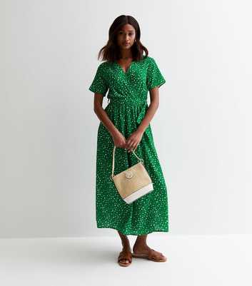 Gini London Green Fleck-Print Wrap Dress