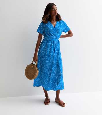 Gini London Blue Fleck-Print Wrap Dress