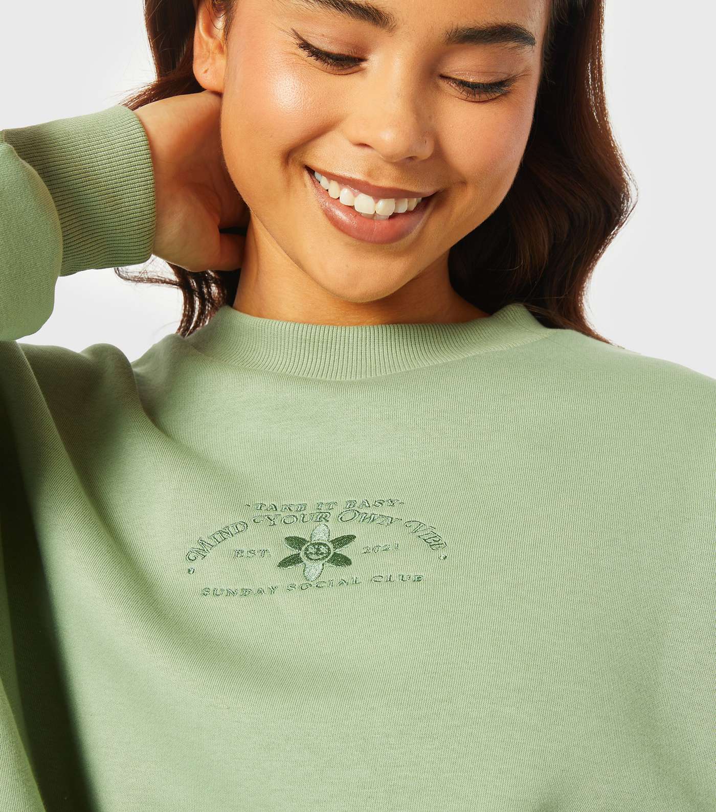 Skinnydip Green Slogan Oversized Sweatshirt Image 3