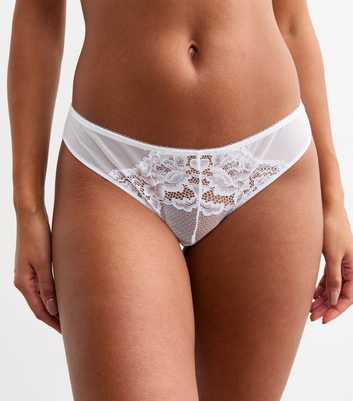 White Floral-Lace Brazilian Briefs