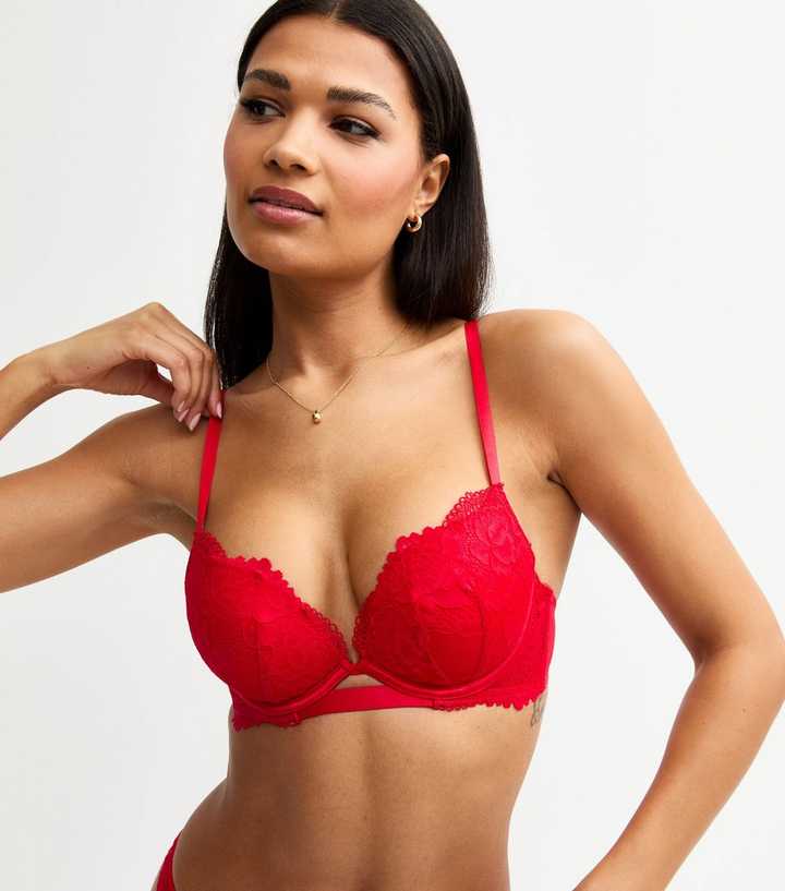 Red Lace Push-Up Bra