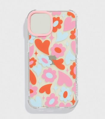 Skinnydip Pink Flower Heart iPhone Shock Case New Look