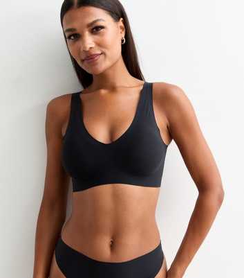 Black Smooth Bonded Crop Top Bra 