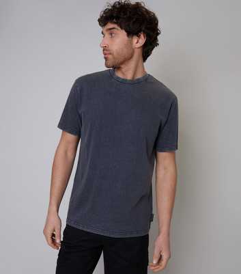 Threadbare Dark Grey Acid Wash Cotton T-Shirt