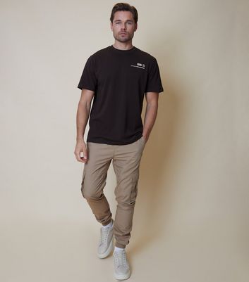 Men's Threadbare Black Cotton Nature Logo T-Shirt New Look