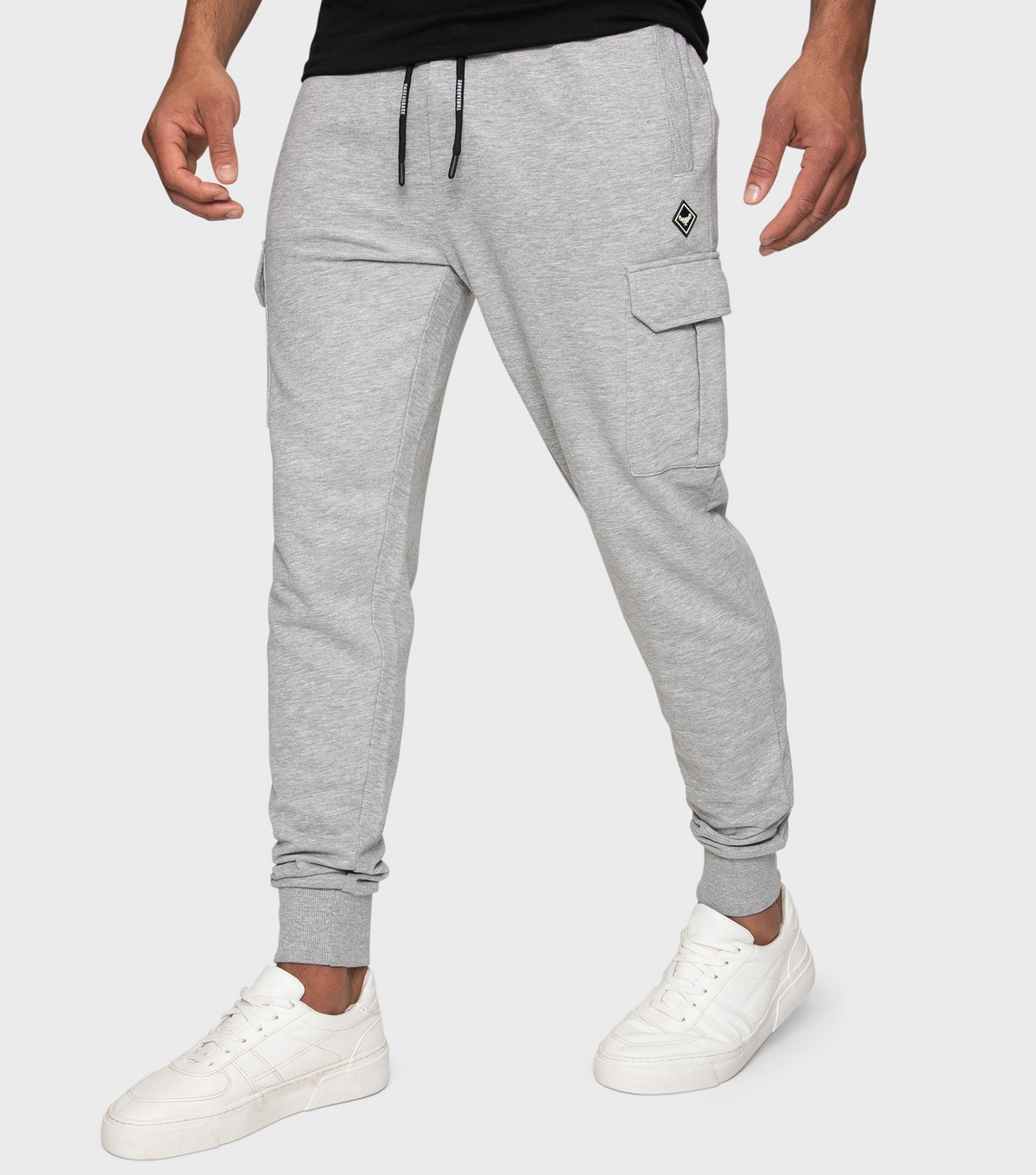 Men's Grey Marl Slim Cuffed Cargo Joggers Threadbare New Look