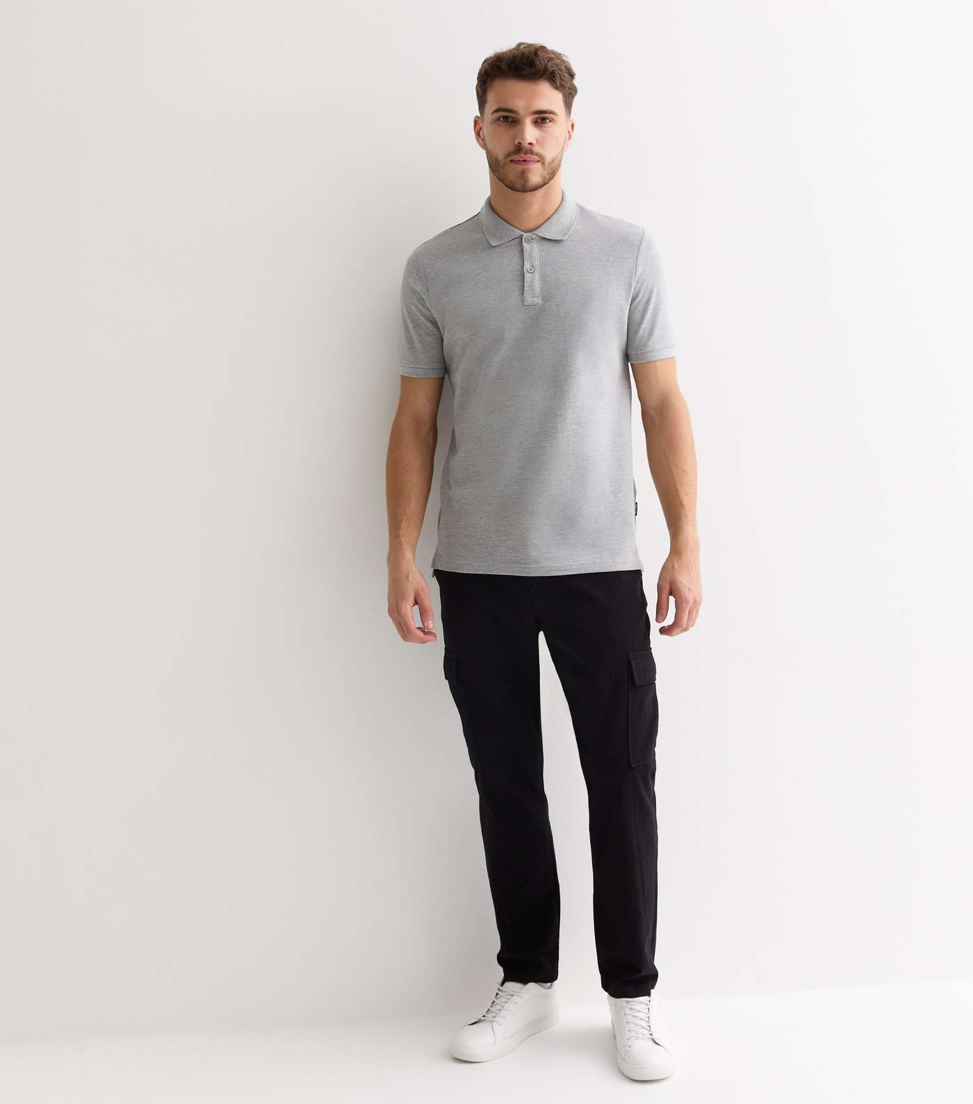 Only & Sons Pale Grey Slim Fit Polo Shirt Image 3