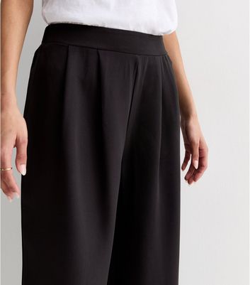 Black Elasticated Tailored Wide Leg Trousers New Look