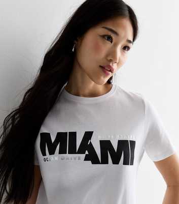 White Cotton Miami Logo T-Shirt