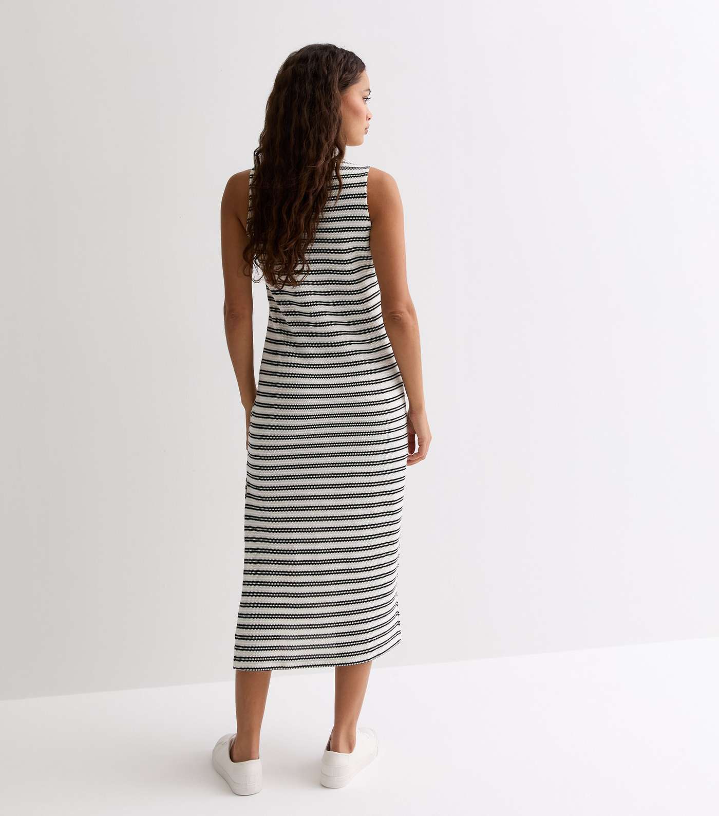 Petite Off White Stripe Fine Knit Midi Dress Image 4
