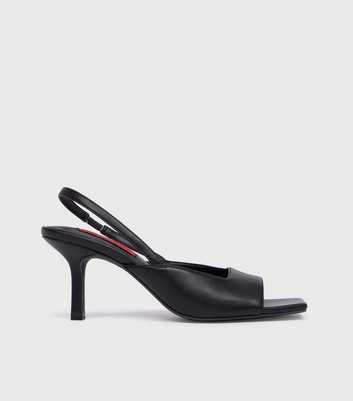 London Rebel Black Slingback Sandal Heels 